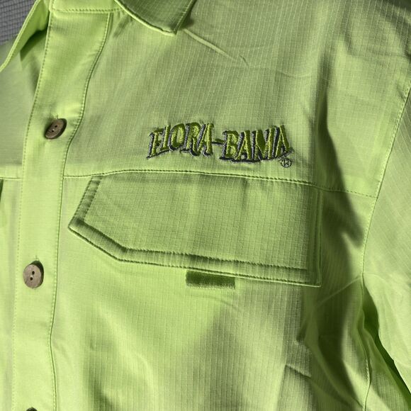 Gillz Flora-Bama Men's Button Up Shirt Fishing Short Sleeve Neon Green Size M - Picture 2 of 6